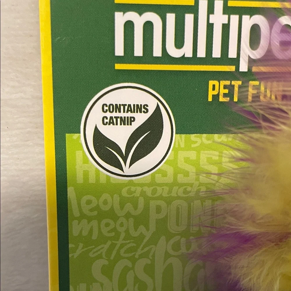 Multipet Purple Monster Cat Toy with Yellow Feathers